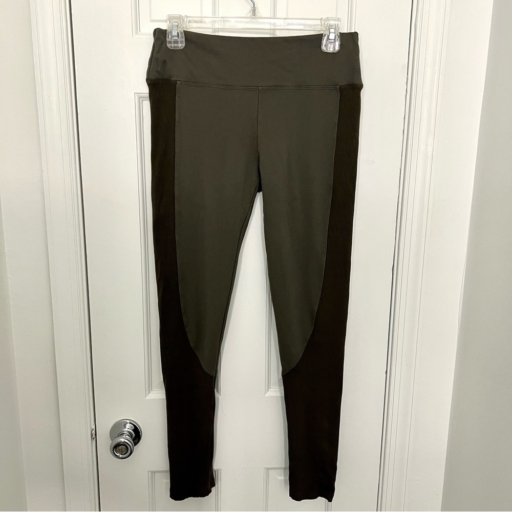 Freeloader Leggings Ribbed High Waisted Olive Military Dark Green Full Length